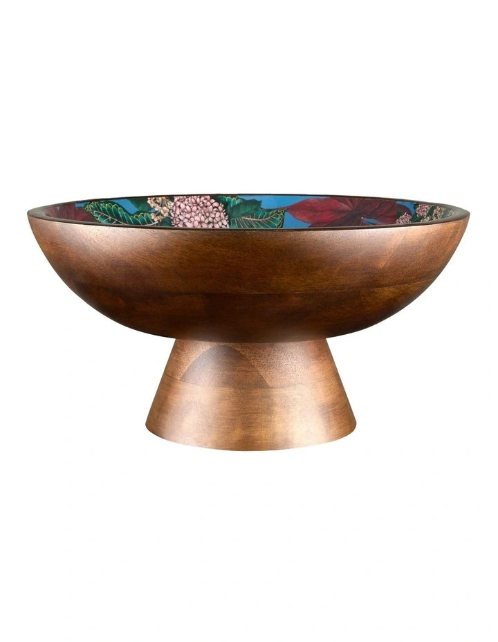 Wood Enamel Pedestal Bowl 20x14cm Gift Boxed inMulti image 1