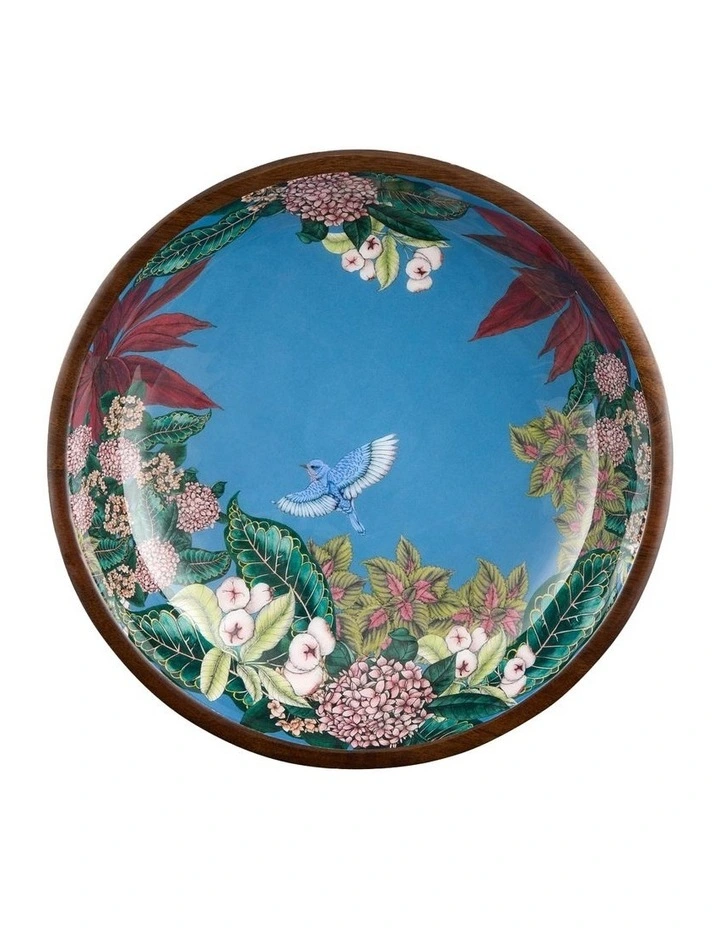 Wood Enamel Pedestal Bowl 20x14cm Gift Boxed inMulti image 2