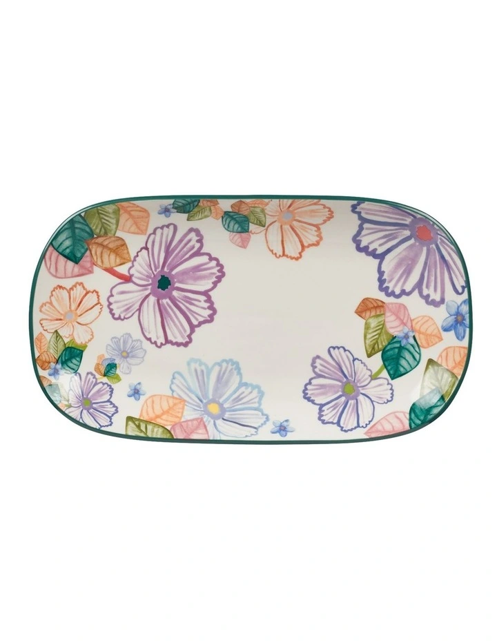 Poppy Love Oblong Platter 33x18cm Gift Boxed in White image 1