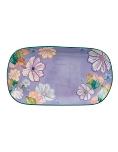 Poppy Love Oblong Platter 40x22.5cm Gift Boxed in Purple