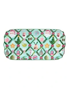 Tis The Season Oblong Platter Gift Boxed 30.5x15cm in Multi