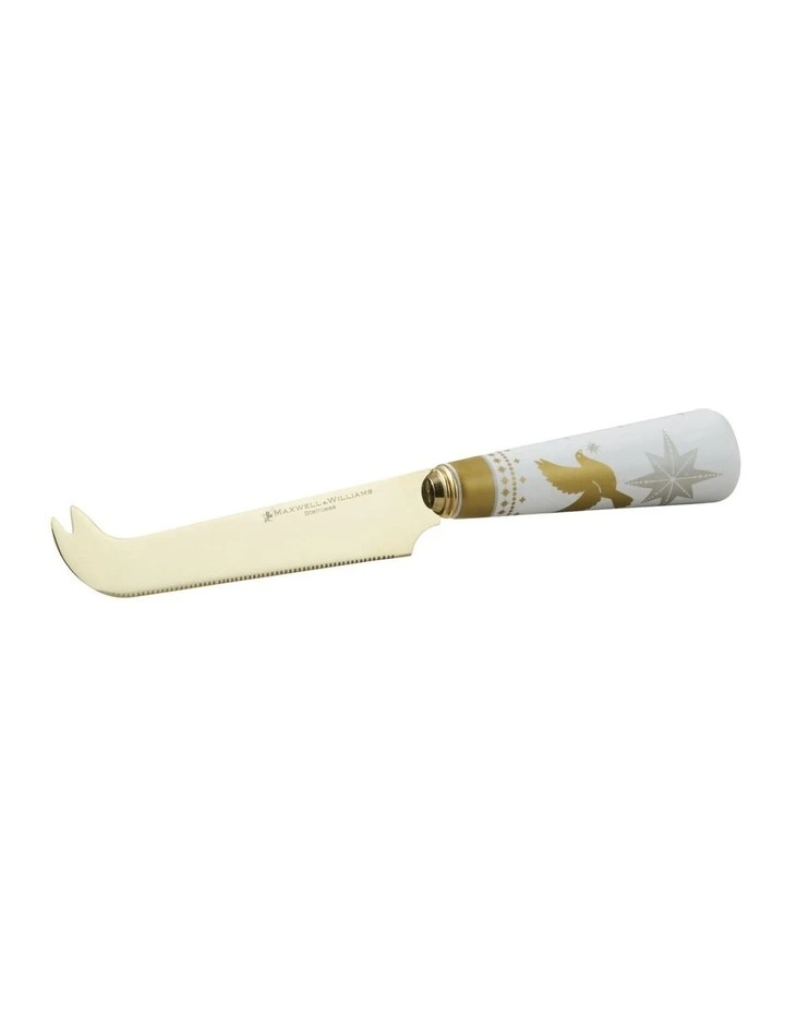 Christmas Cheese Paddle & Knife Set in White image 3