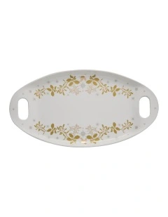 Christmas Handled Oval Platter 52.5x28cm in White