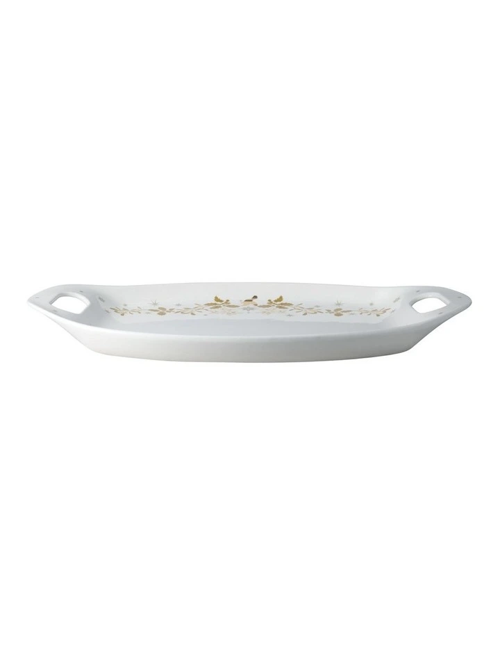 Christmas Handled Oval Platter 52.5x28cm in White image 2