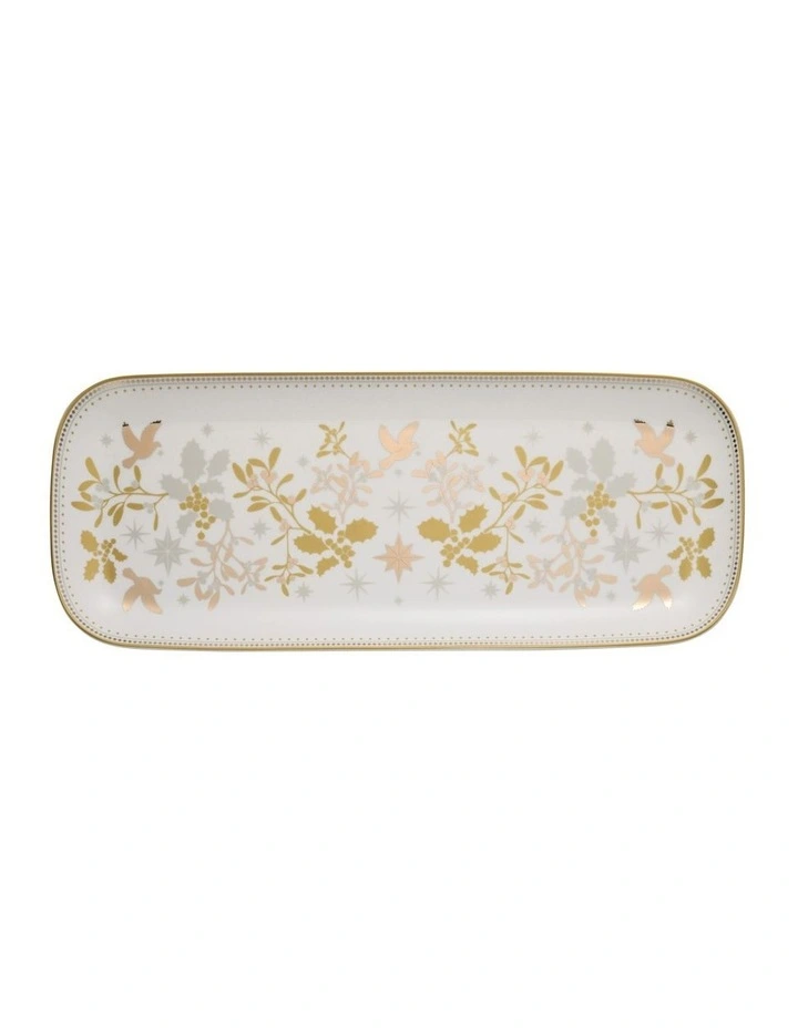 Christmas Oblong Platter 41x17cm in White image 1