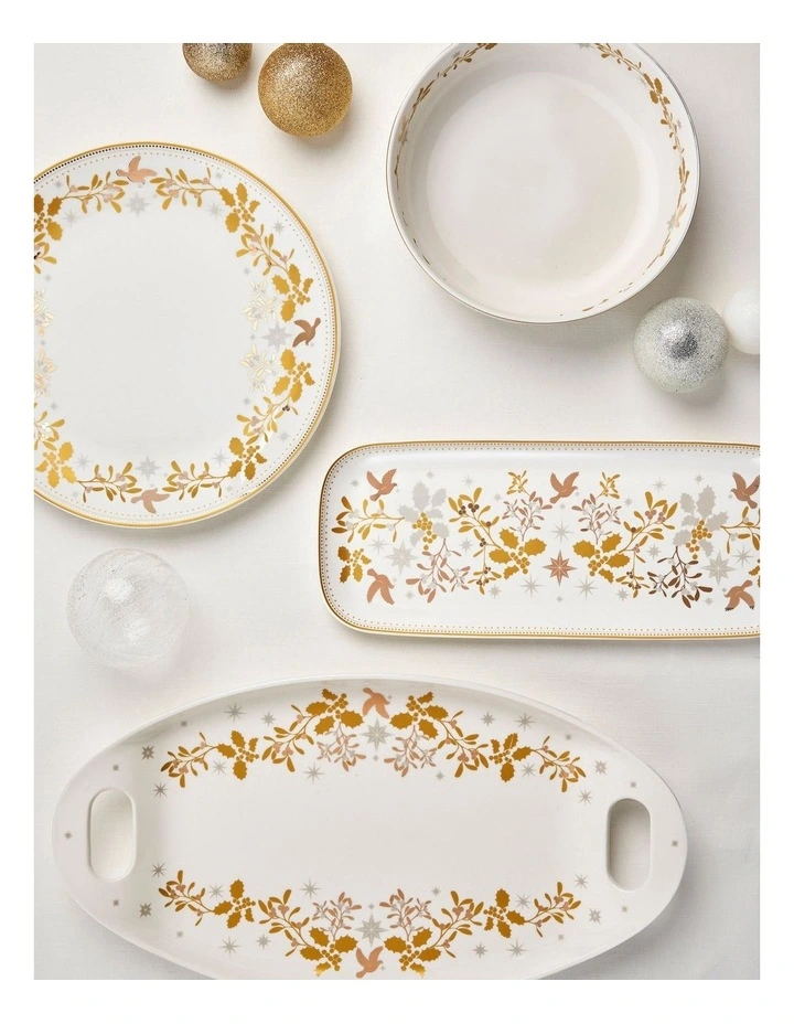 Christmas Oblong Platter 41x17cm in White image 3