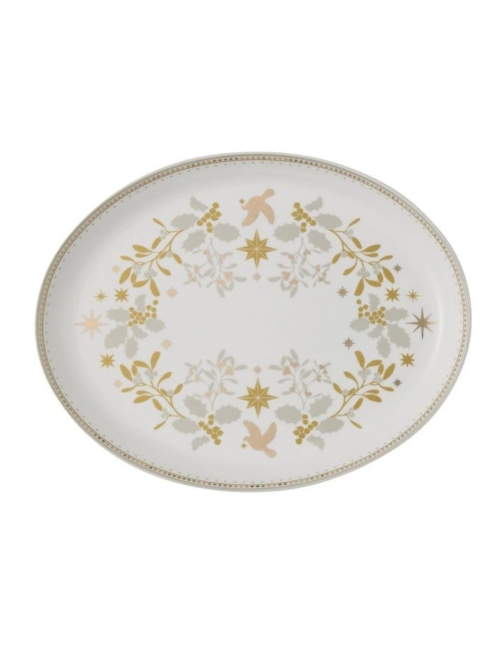 White Christmas Oval Platter 25.5x20cm Gift Boxed image 1