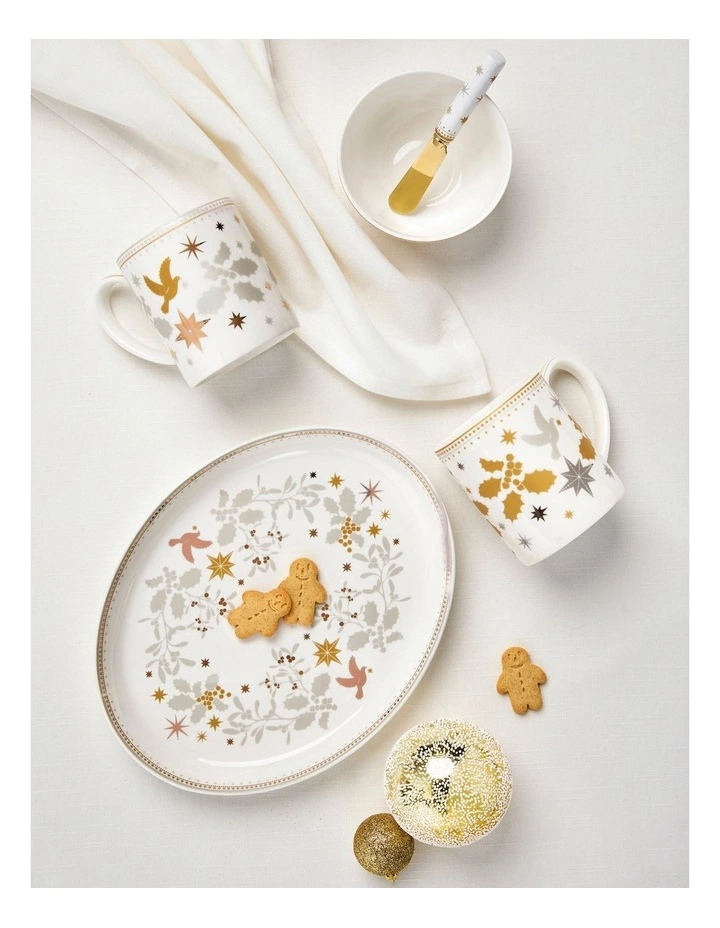 White Christmas Oval Platter 25.5x20cm Gift Boxed image 3
