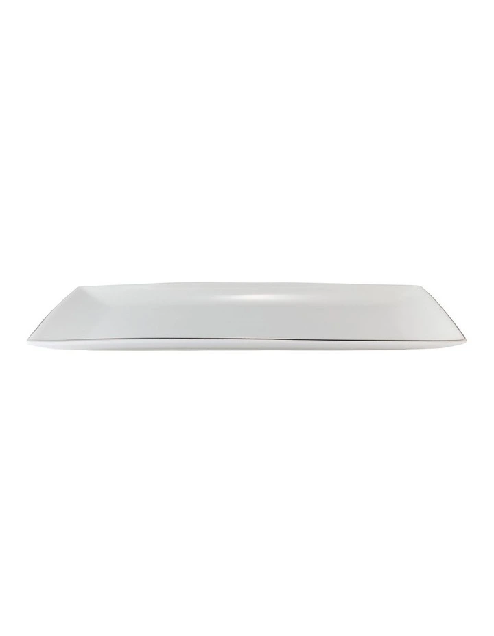 White Platinum Rectangular Platter 34x19cm Gift Boxed in Silver image 2