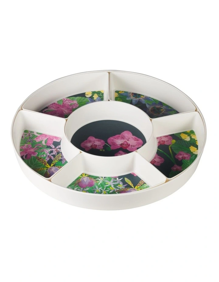 Tropical Twilight Melamine 7 Piece Divided Platter Set Gift Boxed image 1