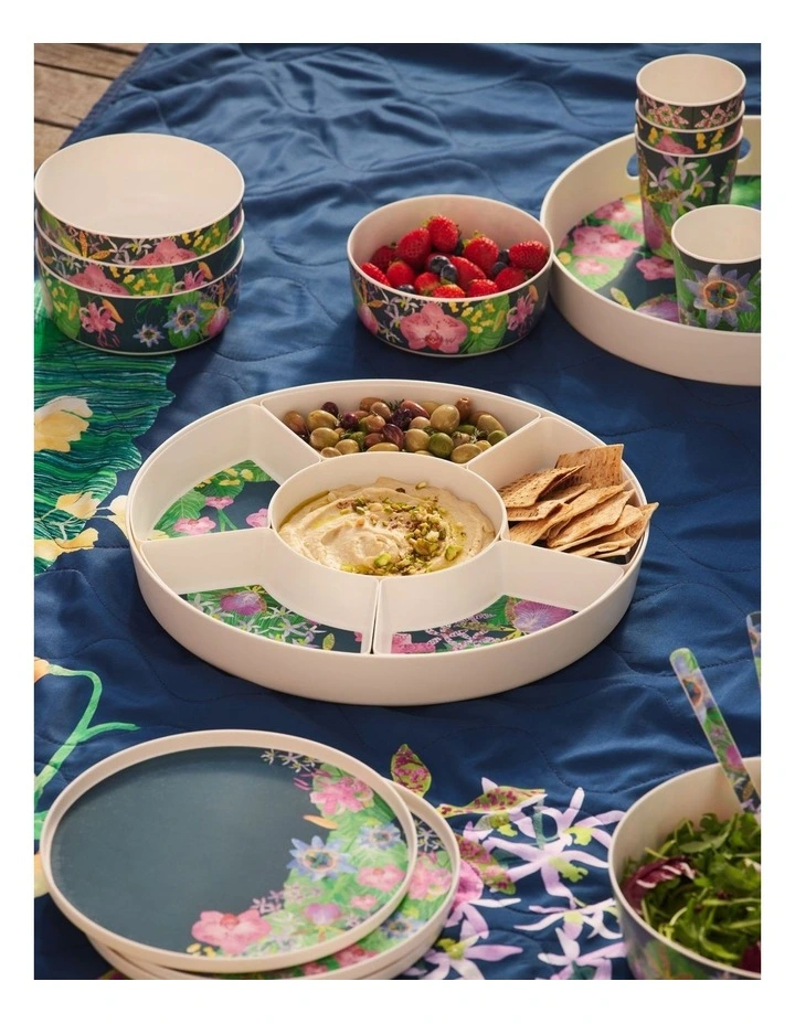 Tropical Twilight Melamine 7 Piece Divided Platter Set Gift Boxed image 6