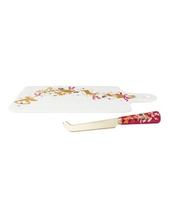 White Christmas 2026 Cheese Paddle & Knife Set Gift Boxed