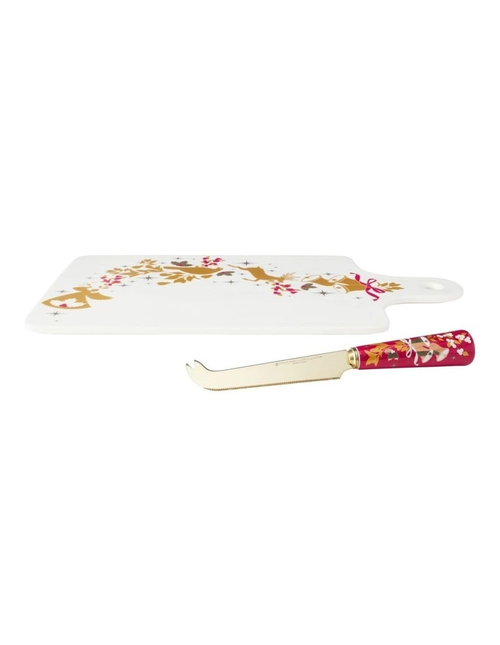 White Christmas 2026 Cheese Paddle & Knife Set Gift Boxed image 1