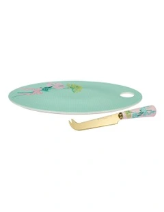 Cherish Cheese Board and Knife Set in Green