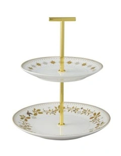 Christmas 2 Tiered Cake Stand 15/19x22cm in White