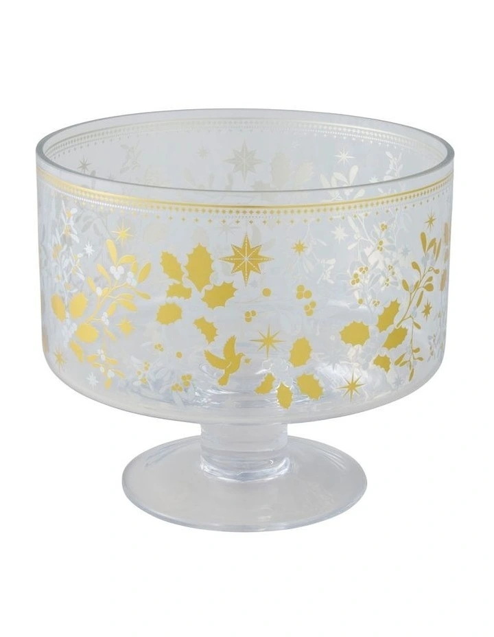 Christmas Footed Trifle Bowl 20cm Gift Boxed in White image 1