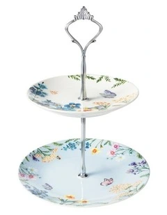 Fluttering Meadow 2 Tiered Cake Stand 15&19cm Gift Boxed