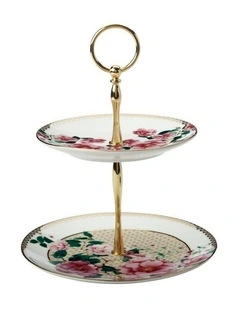 Teas & C's Silk Road 2 Tiered Gift Boxed Cake Stand in White