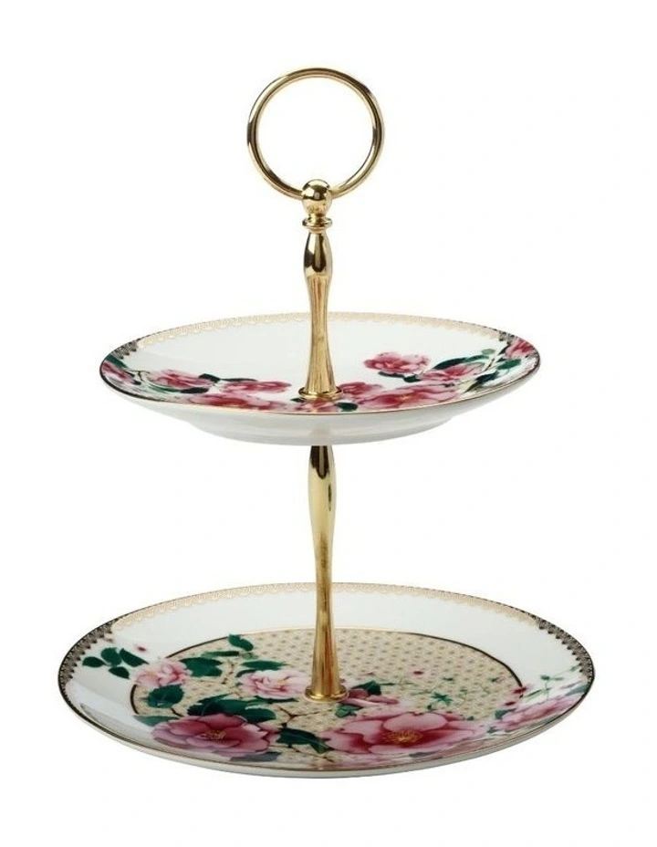 Teas & C's Silk Road 2 Tiered Gift Boxed Cake Stand in White image 1