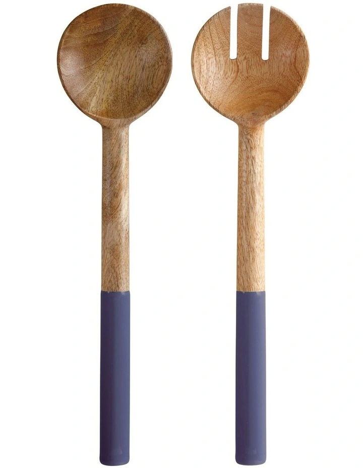 Mezze Salad Servers Mango Wood 31cm in Denim image 1