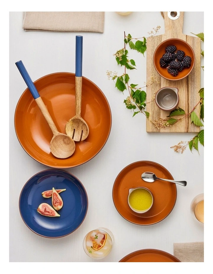 Mezze Salad Servers Mango Wood 31cm in Denim image 2