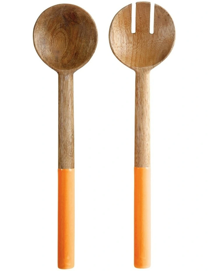 Mezze Salad Servers Mango Wood 31cm in Ochre image 1