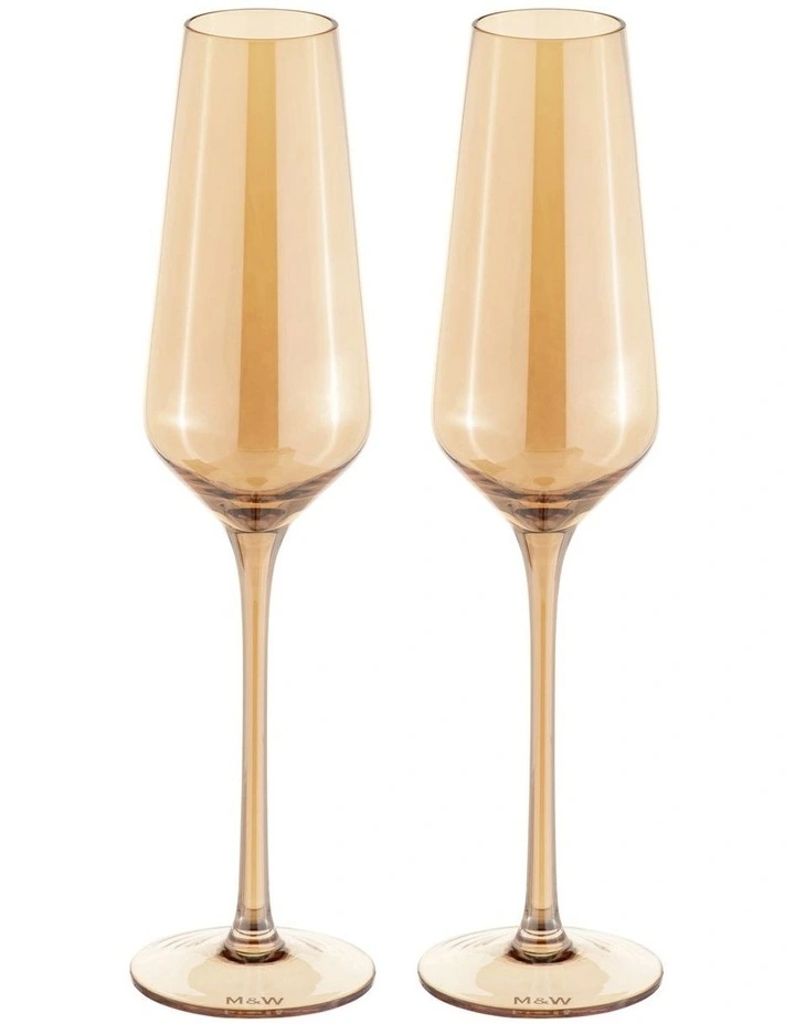 Glamour Flute 230ml Set of 2 Gift Boxed in Gold image 2