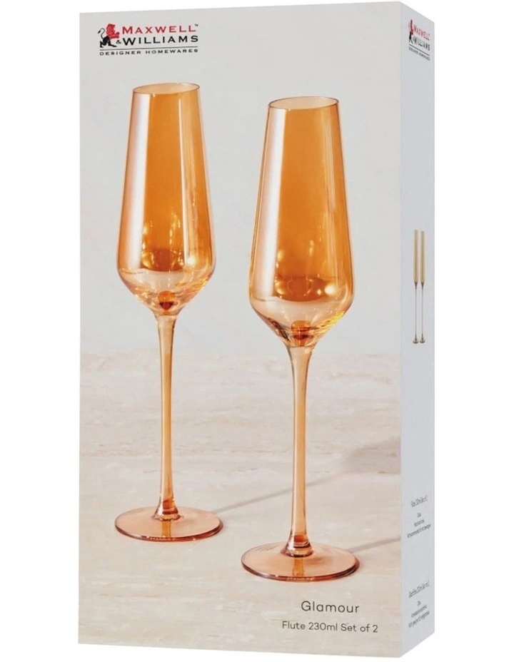 Glamour Flute 230ml Set of 2 Gift Boxed in Gold image 3