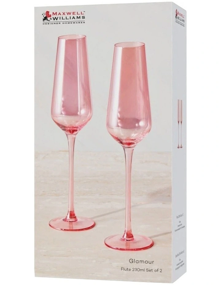 Glamour Flute 230ml Set of 2 in Pink image 3