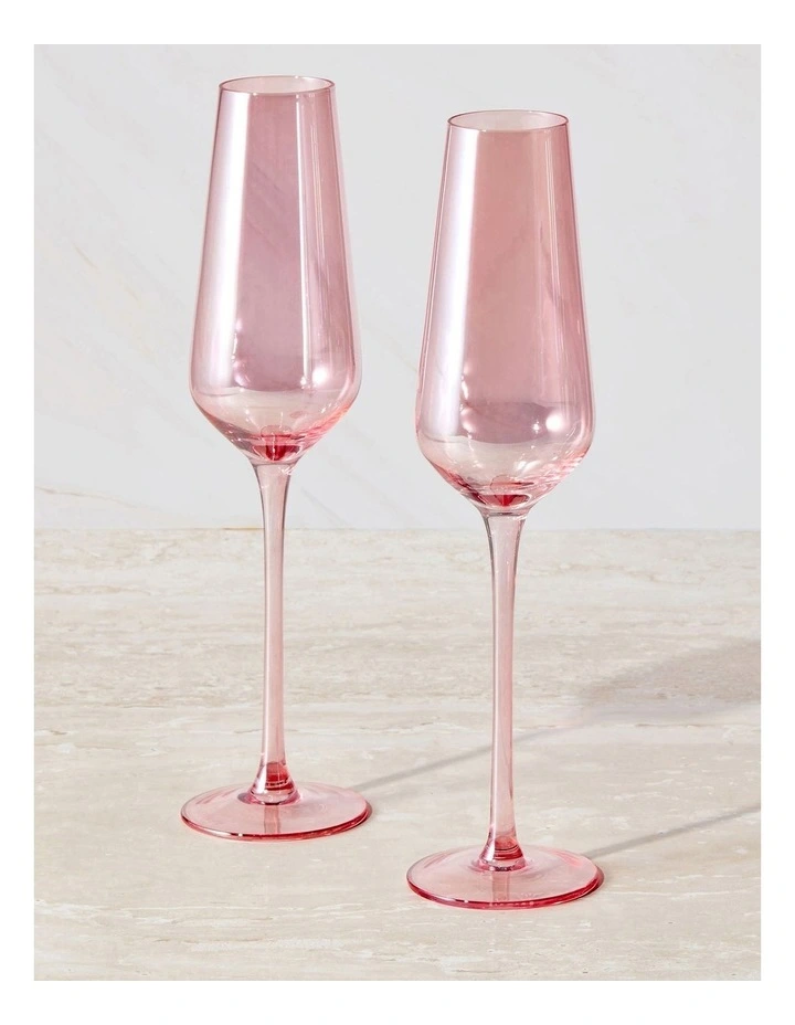 Glamour Flute 230ml Set of 2 in Pink image 4