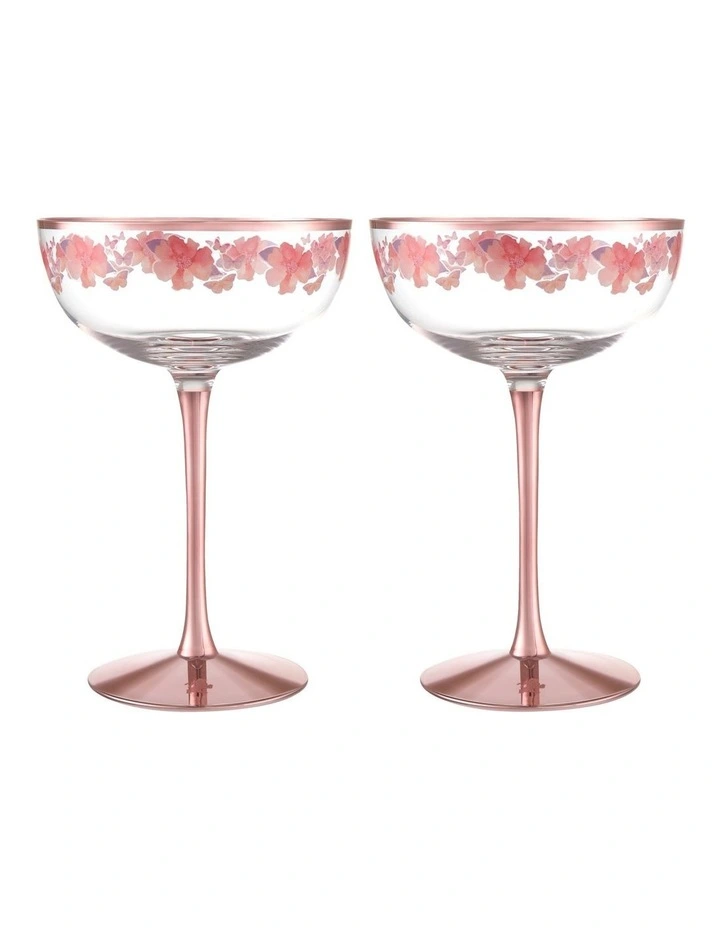 Camilla Coupe Glass 280ml Set of 2 Gift Boxed in Rose Gold image 1