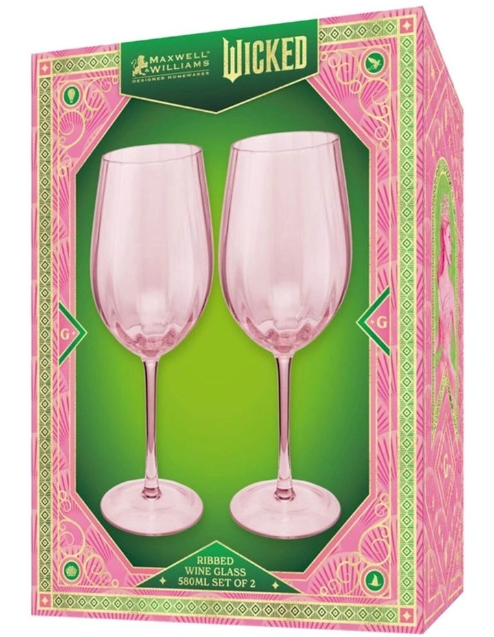 Maxwell Williams Wicked Pink Goes Good With Green Ribbed Wine Glass Maxwell Williams Wicked Pink Goes Good With Green Ribbed Wine Glass