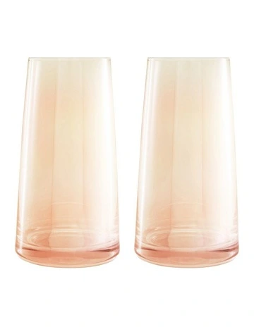 Glamour Highball Glass 480ml Set of 2 Gift Boxed in Coral