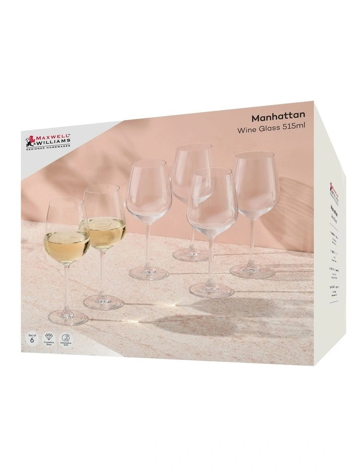 Manhattan Wine Glass 515ml Set of 6 Gift Boxed in Clear image 4
