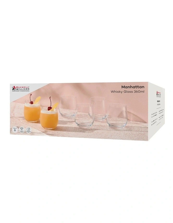 Manhattan Whisky Glass 360ml Set of 6 Gift Boxed image 4