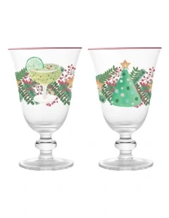 Tis The Season Wine Glass 280ml Set of 2 in Multi