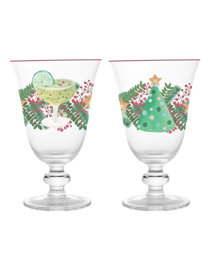 Tis The Season Wine Glass 280ml Set of 2 in Multi image 1