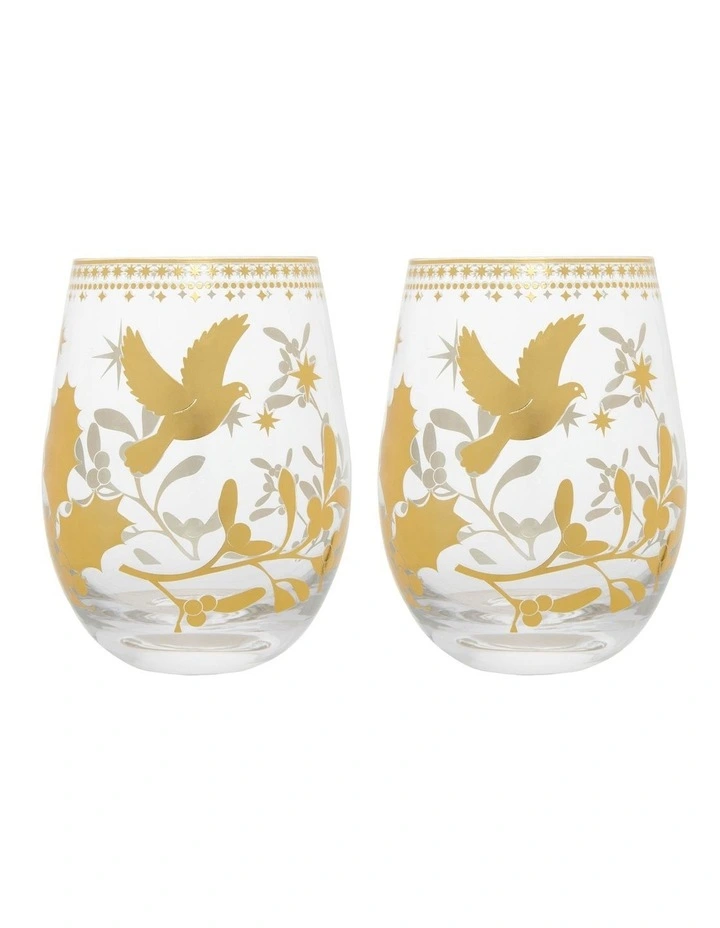 Stemless Wine Glass 550ml Set of 2 in Gold image 1