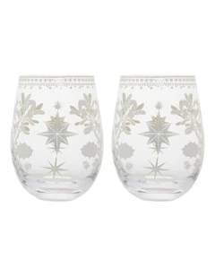 Stemless Wine Glass 550ml Set of 2 in Silver