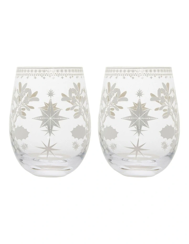 Stemless Wine Glass 550ml Set of 2 in Silver image 1