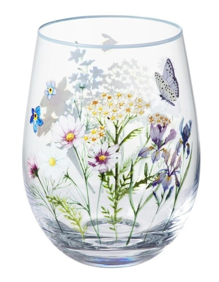 Fluttering Meadow Stemless Wine Glass 550ML Set of 2 Gift Boxed image 2