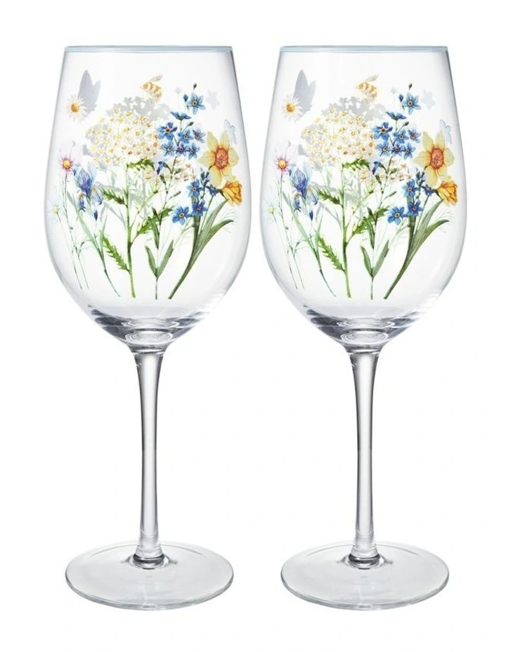 Fluttering Meadow Wine Glass 500ML Set of 2 Gift Boxed image 1