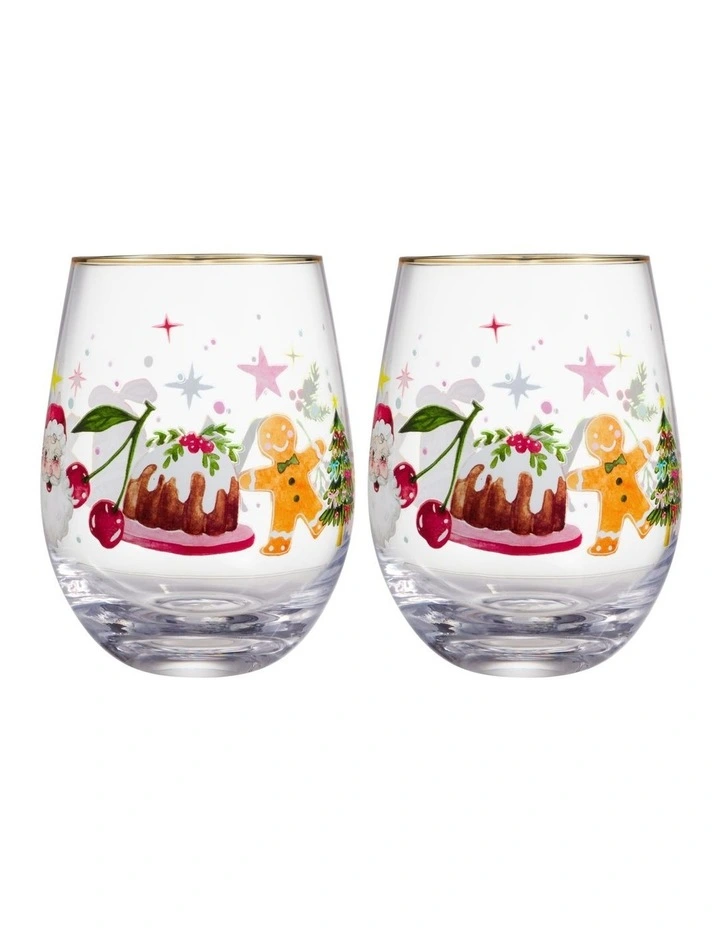 Fa la la Stemless Wine Glass 550ML Set of 2 Gift Boxed image 1