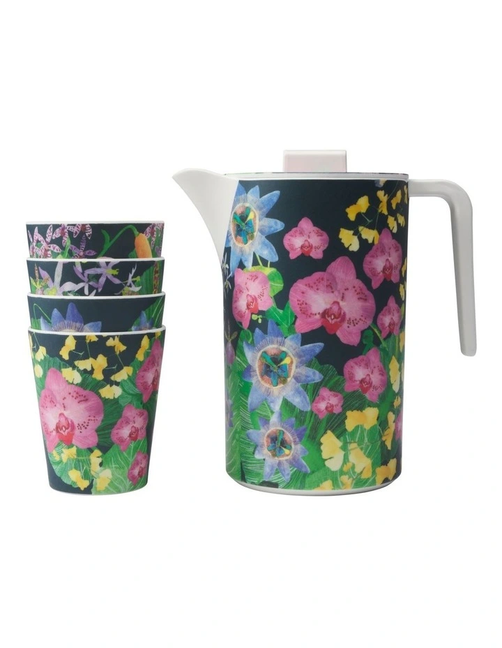 Tropical Twilight Melamine Jug And Tumbler Set of 5 Gift Boxed image 1