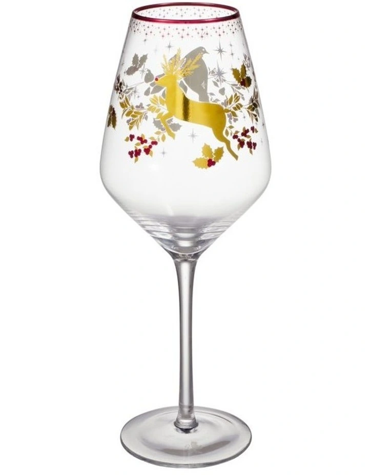 White Christmas 2026 Wine Glass 500ML Set of 2 Gold Gift Boxed image 3