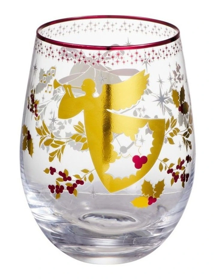 White Christmas 2026 Stemless Wine Glass 550ML Set of 2 Gold Gift Boxed image 2