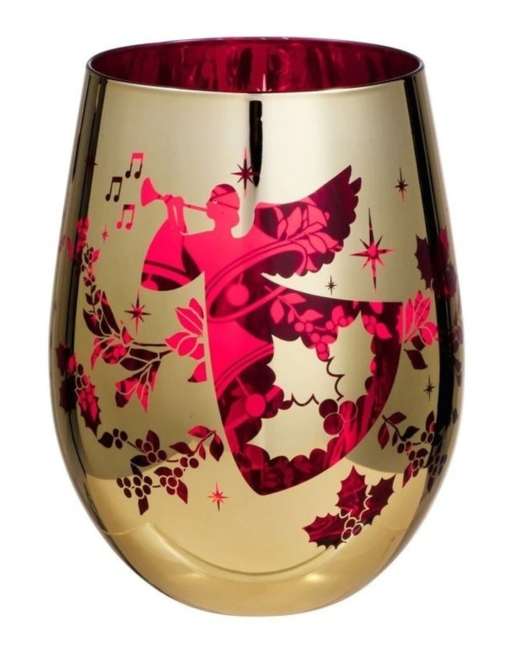White Christmas 2026 Stemless Glass 550ml Set of 2 Gift Boxed in Red/Gold image 2