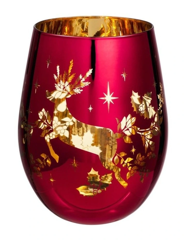 White Christmas 2026 Stemless Glass 550ml Set of 2 Gift Boxed in Red/Gold image 3
