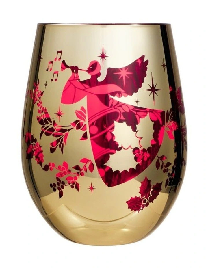 White Christmas 2026 Stemless Glass 550ml Set of 2 Gift Boxed in Red/Gold image 4