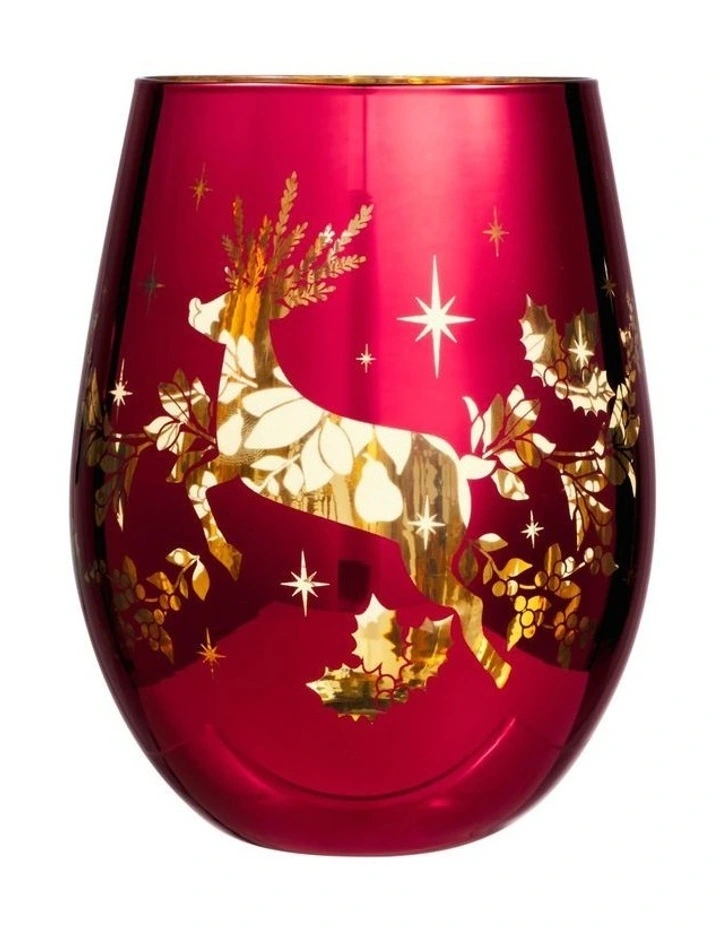 White Christmas 2026 Stemless Glass 550ml Set of 2 Gift Boxed in Red/Gold image 5